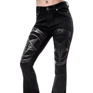 Killstar Hell Hound Flares Black Denim Jeans XL
